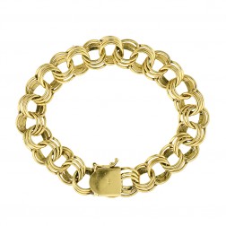 8" Ladies 14K Yellow Gold Circle Link Bracelet