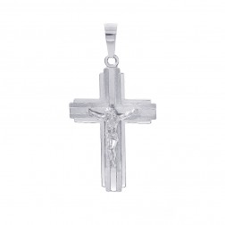 14K White Gold Crucifix Pendant Made In Italy