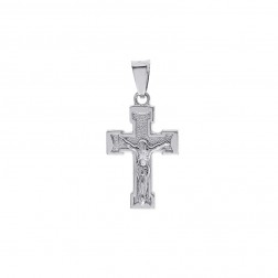 14K White Gold Jesus Crucifix Cross Pendant
