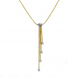 14K Yellow Gold Snake Chain Necklace With Movable Drop Pendant