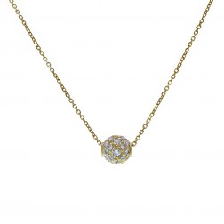 14K Yellow Gold  Rolo Chain Necklace With Movable CZ Pendant 