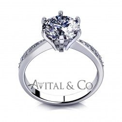 2.00 Carat Round Cut Simulated Diamond Engagement Ring 14k White Gold 