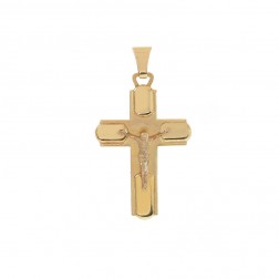 14K Yellow Gold Art Deco Crucifix Pendant