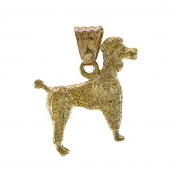 14K Yellow Gold Poodle Dog 3D Vintage Charm
