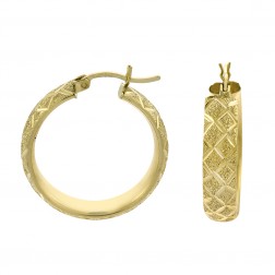 14K Yellow Gold Diamond Cut Elegant Round Hoop Earrings 5.6gram