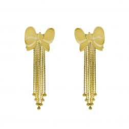 14K Yellow Gold Bow Shaped Dangle Earrings