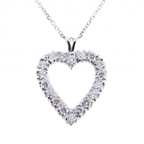 0.35tcw Infinite Love Created Diamond Double Heart Necklace 14K White Gold 16/"