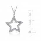 0.90 Carat Round Cut Diamond Star Pendant on Cable Link Chain 18K White Gold