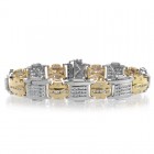 3.98 Carat Mens Channel & Bezel Set Round Diamond Bracelet 14K Two Tone Gold
