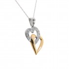 0.25 Carat Round Diamond Interlocked Hearts Pendant on Cable Link Chain 10K Two Tone  Gold