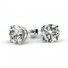 3.67 Carat Round Brilliant Diamond Stud Earrings 14K White Gold