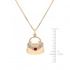 0.30 Carat Round Cut Diamond & Ruby Handbag Gold Pendant Necklace 14K Yellow Gold