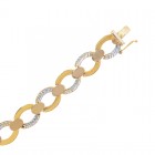 11.5mm 14K Two Tone Gold Diamond Cut Oval Link Bracelet