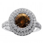 2.10ct Cognac Diamond Halo Split Shank Engagement Ring Platinum 