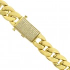1.50 Carat Diamond Lock Cuban Link Chain Necklace 10K Yellow Gold 28" 124.5 Grams 15mm