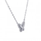 0.25 Carat Look Cubic Zirconia Butterfly Pendant in Sterling Silver on Cable Link Chain
