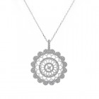 1.50 Carat Look Round Cut Cubic Zirconia in Sterling Silver Pendant on Cable Chain 