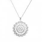1.50 Carat Look Round Cut Cubic Zirconia in Sterling Silver Pendant on Cable Chain 