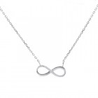 0.10 Carat Look Cubic Zirconia Infinity Pendant in Sterling Silver on Chain 