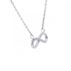 0.10 Carat Look Cubic Zirconia Infinity Pendant in Sterling Silver on Chain 