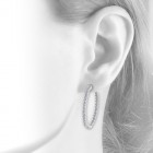 3.50 Carat Cubic Zirconia Inside/Outside Hoop Earrings In Platinum Over Silver