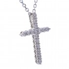 2.25 Carat Round Diamond Cross on 20" Cable Chain 14K White Gold 