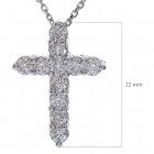 0.90 Carat Round Diamond Cross on 16" Cable Chain 14K White Gold 