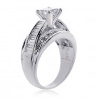 2.58 Carat H-VS2 Natural Princess Cut Diamond Engagement Ring 14K White Gold 