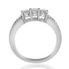 0.75 Carat G-SI1 Round Cut Diamond Three Stone Engagement Ring 14K White Gold