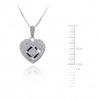 0.75 Carat Round & Princess Cut Diamond Heart Pendant on Box Link Chain 14K White Gold