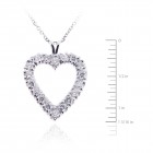 1.50 Carat Round Cut Diamond Heart Pendant on Cable Link Chain 14K White Gold