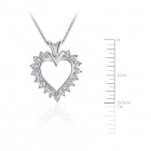 0.60 Carat Round Diamond Heart Pendant on Byzantine Link Chain 14K White Gold 