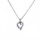 0.15 Carat Round Cut Diamond Heart Pendant on Cable Link Chain 14K White Gold