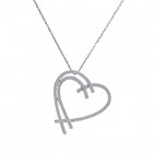 0.50 Carat Round Cut Diamond Heart Pendant Necklace 14K White Gold