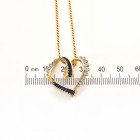 0.40 Carat Diamond & 0.35 Carat Sapphire Heart Pendant Necklace 14K Yellow Gold