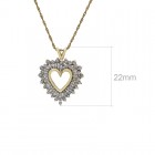 0.75 Carat Round Cut Diamond Heart Pendant on Wheat Link Chain 14K Yellow Gold
