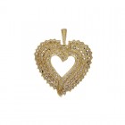 0.75 Carat Round/Baguette Cut Diamond Heart Pendant in 10K Yellow Gold