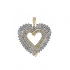 0.75 Carat Round/Baguette Cut Diamond Heart Pendant in 10K Yellow Gold