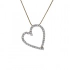 1.00 Carat Round Cut Diamond Heart Pendant on Spiga Link Chain 14K Yellow Gold