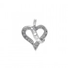 0.10 Carat Round Cut Diamond Heart Pendant Mom in 10K White Gold