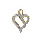 0.15 Carat Round/Baguette Cut Diamond Heart Pendant in 10K Yellow Gold