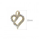 0.15 Carat Round/Baguette Cut Diamond Heart Pendant in 10K Yellow Gold