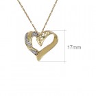 0.01 Carat Round Diamond Heart Pendant on Rolo Link Chain 10K Yellow Gold 