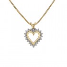 0.35 Carat Round Cut Diamond Heart Pendant On Box Link Chain 14K Yellow Gold