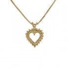 0.35 Carat Round Cut Diamond Heart Pendant On Box Link Chain 14K Yellow Gold