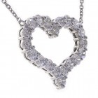 1.50 Carat Round Cut Diamond Heart 16" Necklace 14K White Gold
