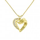 0.33 Carat Baguette Cut Diamond Heart Pendant 14K Yellow Gold 5.7gr