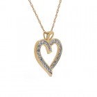 0.25 Carat Round Brilliant Diamond Heart Pendant on Wheat Link Chain 14K Yellow Gold