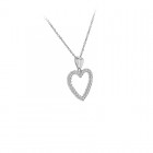 0.55 Carat Round Cut Diamond Heart Pendant on Cable Link Chain 14K White Gold 