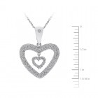 0.75 Carat Pavé Round Diamond Double Heart Pendant on Cable Chain 14K White Gold  
